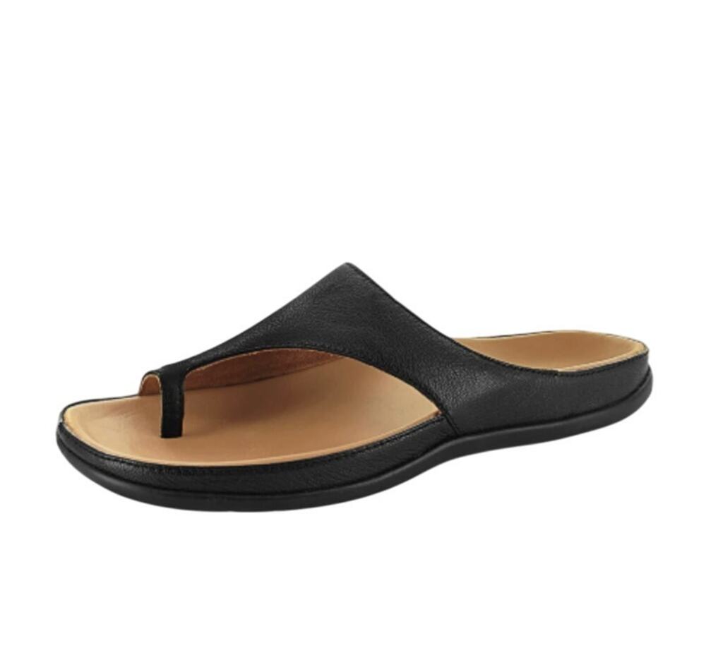 Strive Womens Capri II Thong Sandals US 6 EU 36 Black Leather NIB